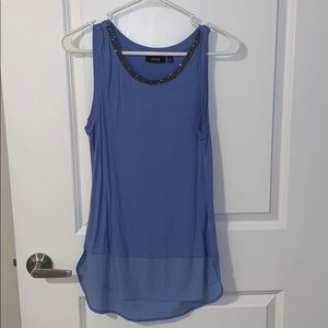 Periwinkle top with jeweled neck